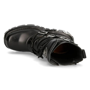 M373 S4 NEWROCK New Rock Metallic High Boots Black Leather Goth Biker Emo - New Rock - 8