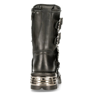 M391 S1 NEW ROCK Reactor Boots Goth Metallic All Sizes UNISEX Black Calf Length - New Rock - 6