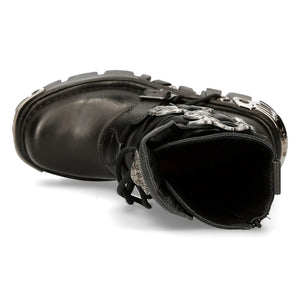 M391 S1 NEW ROCK Reactor Boots Goth Metallic All Sizes UNISEX Black Calf Length - New Rock - 8