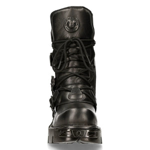 M391 S18 NEWROCK New Rock Black Metallic Reactor Punk Goth Biker Unisex Black Boots - New Rock - 4