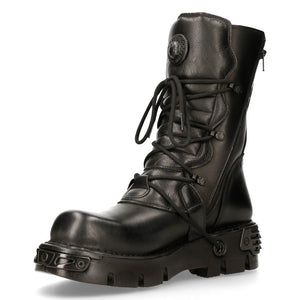 M391 S18 NEWROCK New Rock Black Metallic Reactor Punk Goth Biker Unisex Black Boots - New Rock - 5