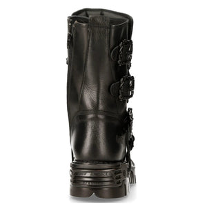 M391 S18 NEWROCK New Rock Black Metallic Reactor Punk Goth Biker Unisex Black Boots - New Rock - 6