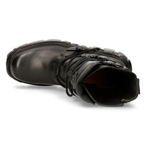 M391 S18 NEWROCK New Rock Black Metallic Reactor Punk Goth Biker Unisex Black Boots - New Rock - 8