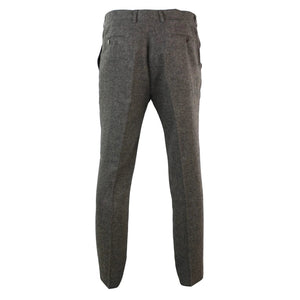 Martez - Men's Herringbone Tweed Trousers Blue Brown - House of Cavani - 7