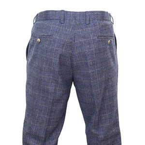 Herrenhose Tweed Fischgräte Design Blau Marineblau Peaky Blinders Stil - House of Cavani - 3