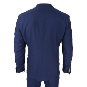 Abito Classico da Uomo 3 Pezzi Blu Scuro Birdseye di Matrimonio Ballo Formale - Paul Andrew - 6