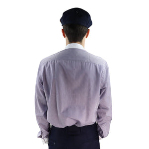 Men's 1920s Shirt Removable Collar Stripe Grandad Nehru Shelby Penny Button - Navy - TruClothing.com - 30