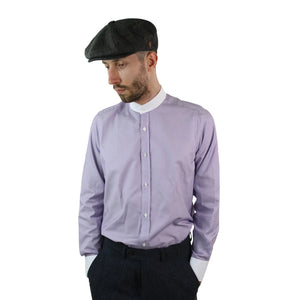 Men's 1920s Shirt Removable Collar Stripe Grandad Nehru Shelby Penny Button - Violet - TruClothing.com - 21