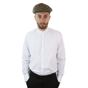 Men's 1920s Shirt Removable Collar Stripe Grandad Nehru Shelby Penny Button - White - TruClothing.com - 32