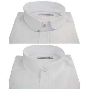 Men's 1920s Shirt Removable Collar Stripe Grandad Nehru Shelby Penny Button - White - TruClothing.com - 35