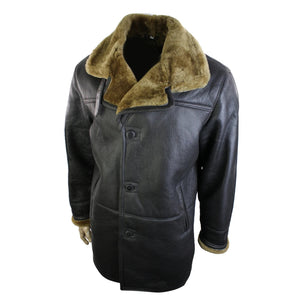 Kurtka duffle z kożucha owczego męska 3/4 klasyczny brązowy rudy - Infinity Leather - 2