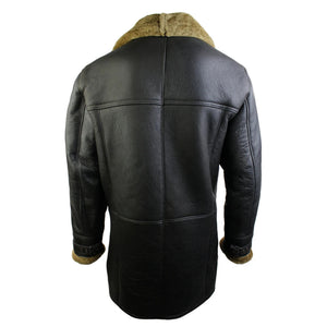 Kurtka duffle z kożucha owczego męska 3/4 klasyczny brązowy rudy - Infinity Leather - 3