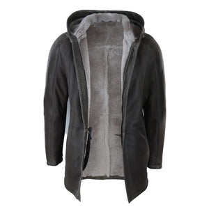 Giaccone Lungo da Uomo stile Classico con Cappuccio in Vera Pelle di Montone - Infinity Leather - 2