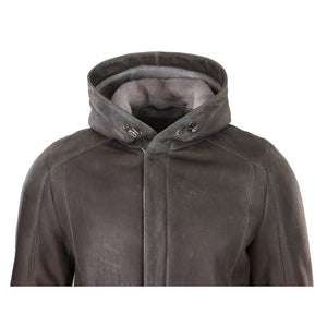 Giaccone Lungo da Uomo stile Classico con Cappuccio in Vera Pelle di Montone - Infinity Leather - 4