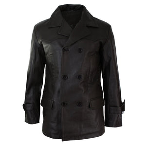 Giacca da Uomo in Vera Pelle Doppio Petto Lunga stile dr. who Sherlock - Marrone - Infinity Leather - 6