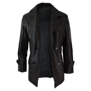Giacca da Uomo in Vera Pelle Doppio Petto Lunga stile dr. who Sherlock - Marrone - Infinity Leather - 9