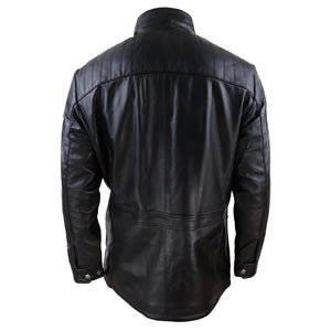 Giaccone Lungo da Uomo in Vera Pelle Invernale con Zip stile Safari - Nero - Infinity Leather - 5