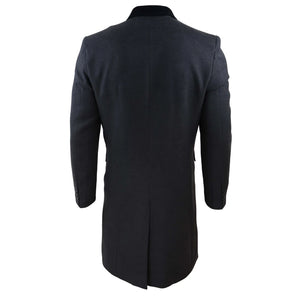 Men's 3/4 Long Double Breasted Overcoat Jacket Wool Coat Peaky Blinders - Charcoal - TruClothing.com - 11