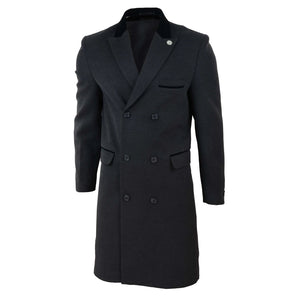 Men's 3/4 Long Double Breasted Overcoat Jacket Wool Coat Peaky Blinders - Charcoal - TruClothing.com - 8