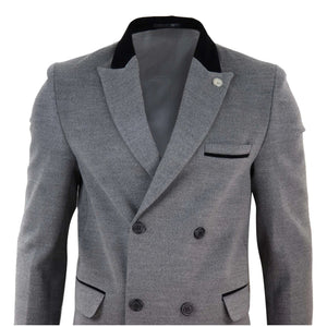Men's 3/4 Long Double Breasted Overcoat Jacket Wool Coat Peaky Blinders - Grey - TruClothing.com - 15