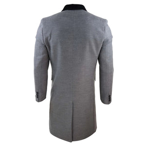 Men's 3/4 Long Double Breasted Overcoat Jacket Wool Coat Peaky Blinders - Grey - TruClothing.com - 16