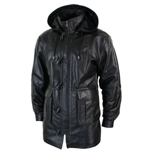 Cappotto da Uomo Lungo in Vera Pelle con Cappuccio Rimovibile Safari Classico - LLD - 2