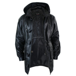 Cappotto da Uomo Lungo in Vera Pelle con Cappuccio Rimovibile Safari Classico - LLD - 3