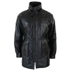 Cappotto da Uomo Lungo in Vera Pelle con Cappuccio Rimovibile Safari Classico - LLD - 5