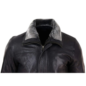 Giacca Lunga Safari da Uomo Stile Classico on Bottoni e Zip - Nero - Infinity Leather - 11