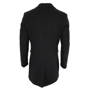 Men's 3/4 Long Overcoat Jacket Wool Feel Coat Blinders - Black - TruClothing.com - 5