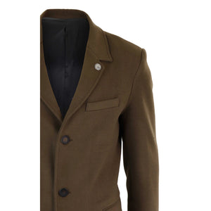 Men's 3/4 Long Overcoat Jacket Wool Feel Coat Blinders - Brown - TruClothing.com - 18