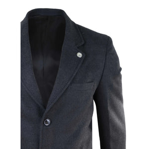 Men's 3/4 Long Overcoat Jacket Wool Feel Coat Blinders - Charcoal - TruClothing.com - 28