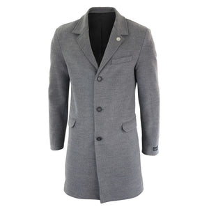 Men's 3/4 Long Overcoat Jacket Wool Feel Coat Blinders - Grey - TruClothing.com - 7