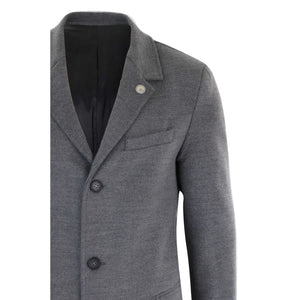 Men's 3/4 Long Overcoat Jacket Wool Feel Coat Blinders - Grey - TruClothing.com - 8