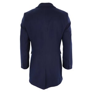 Men's 3/4 Long Overcoat Jacket Wool Feel Coat Blinders - Navy - TruClothing.com - 25