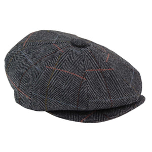 Hombo de 8 paneles para hombres Capas planas de tweed Tweed cheque Peaky Baker Boy - Gris - TruClothing.com - 2
