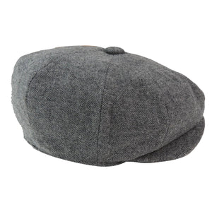 Men's 8 Panel Hat Wool Baker Newsboy Flat Cap Grandad 1920s Peaky - Grey - House of Cavani - 6