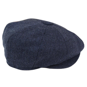 Men's 8 Panel Hat Wool Baker Newsboy Flat Cap Grandad 1920s Peaky - Navy - House of Cavani - 10