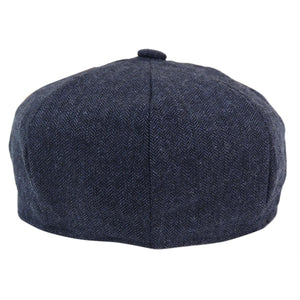 Men's 8 Panel Hat Wool Baker Newsboy Flat Cap Grandad 1920s Peaky - Navy - House of Cavani - 11