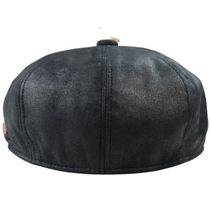 Herren 8 Panel Razor Baker Boy Hut PU Leder Blinders Newsboy Schiebermütze - Schwarz - Major - 7