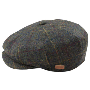 Herren 8 Bahnen Razor Baker Boy Mütze Wolle Tweed Blinders Newsboy Kariert - Oliv - Major - 2