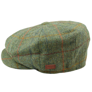 Męski 8-panelowy kapelusz z brzytwą tweed zielony w kratę newsboy typu flat cap - Major - 2