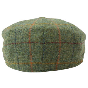 Męski 8-panelowy kapelusz z brzytwą tweed zielony w kratę newsboy typu flat cap - Major - 3