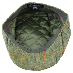 Męski 8-panelowy kapelusz z brzytwą tweed zielony w kratę newsboy typu flat cap - Major - 4