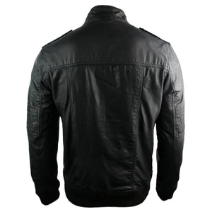 Veste Tout Cuir Homme Look Jack Bomber Noir - Aviatrix - 4