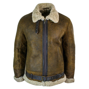 Giacca Vintage da Uomo in Pelliccia di Pecora Sherling Marrone Stile Pilota - Infinity Leather - 1