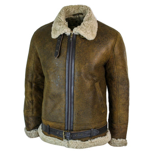 Giacca Vintage da Uomo in Pelliccia di Pecora Sherling Marrone Stile Pilota - Infinity Leather - 2