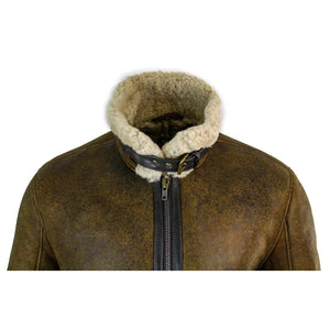 Giacca Vintage da Uomo in Pelliccia di Pecora Sherling Marrone Stile Pilota - Infinity Leather - 4
