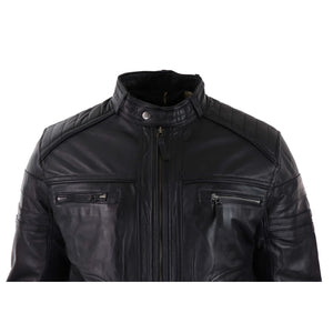 Veste noir marron style vintage vieilli biker décontracté pour homme avec fermeture éclair - Infinity Leather - 5