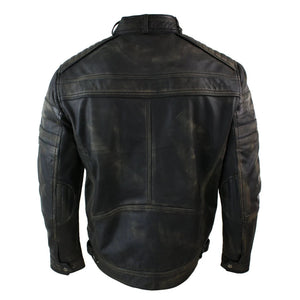 Herrenjacke 100% Echtleder Schwarz Biker Vintage Design Schäbbiges Still - Infinity Leather - 5